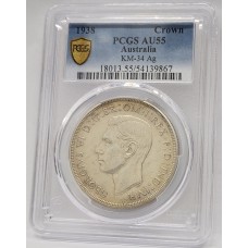 AUSTRALIA 1938 . CROWN . PCGS AU55